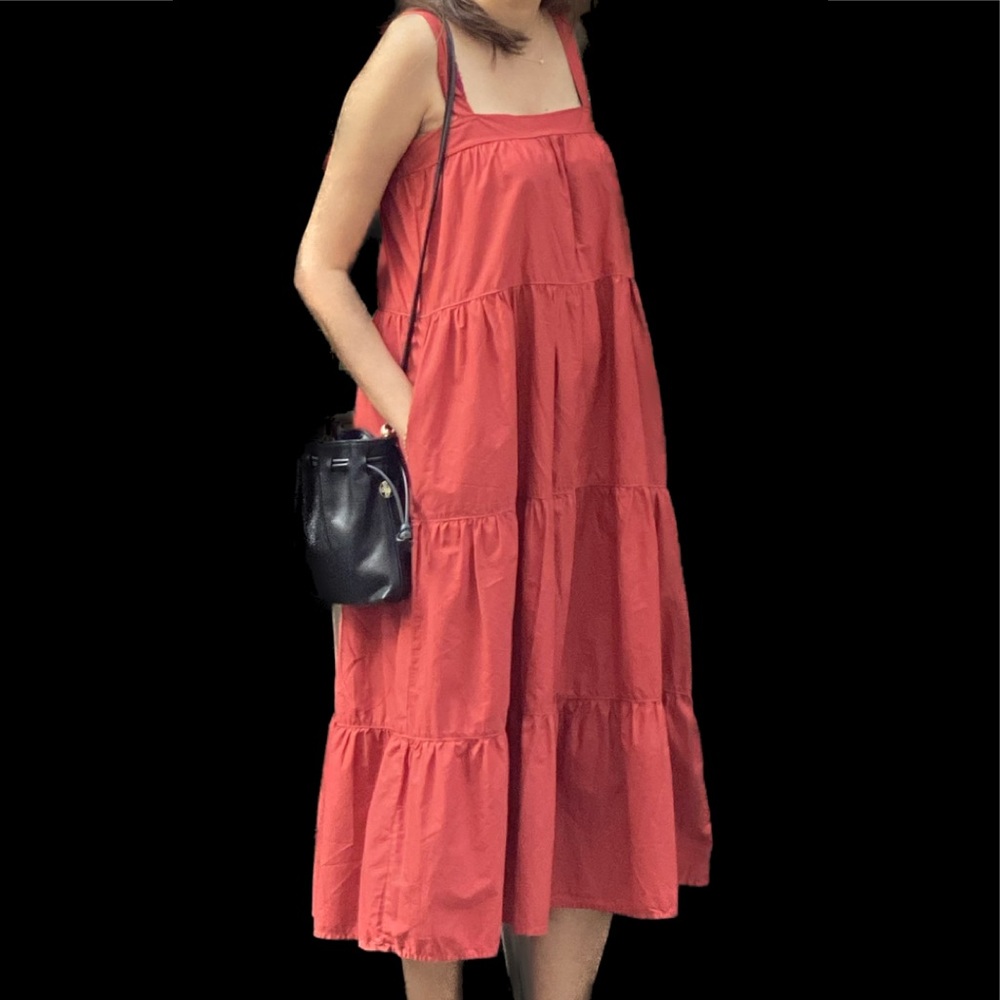 Nation LTD Amelia Tiered Dress, Vintage Red, S